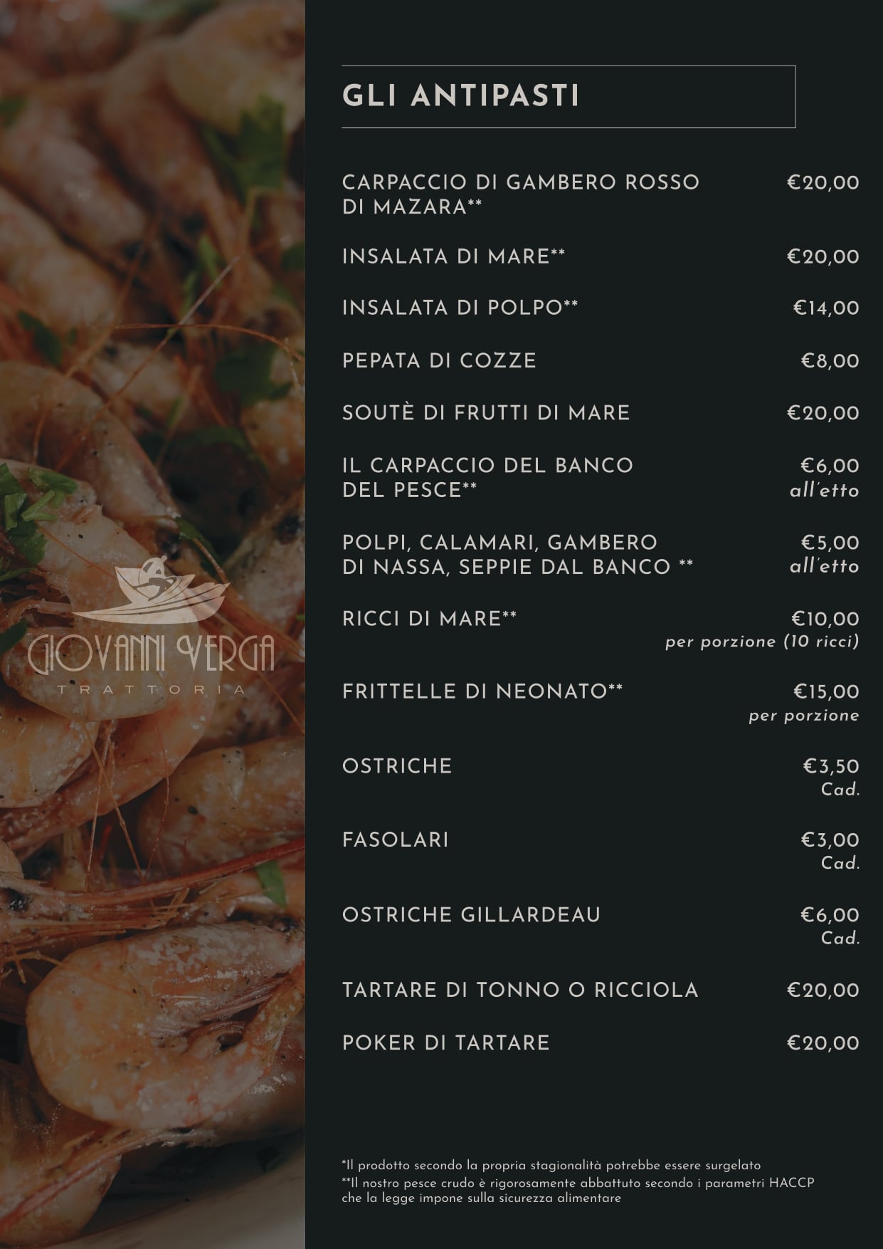 Trattoria Catania menu