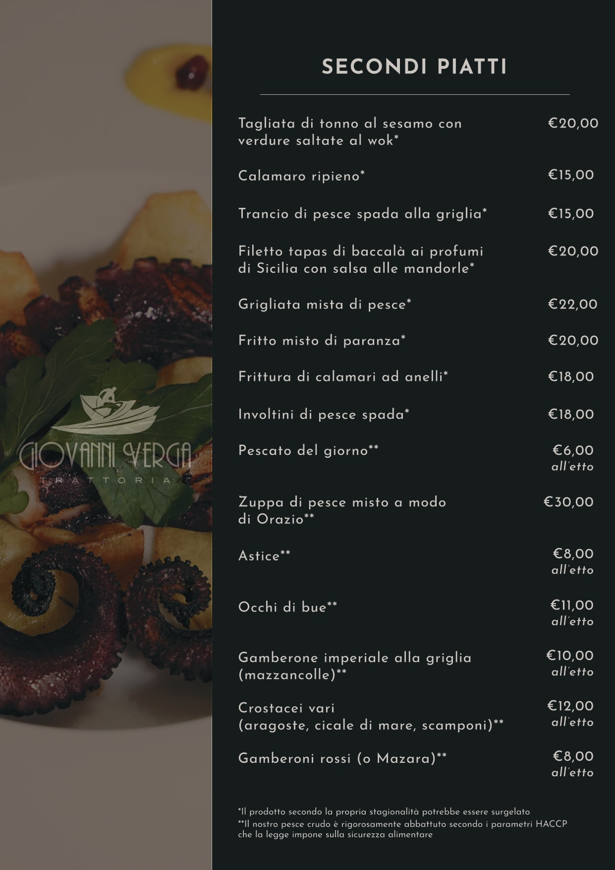 Trattoria Catania menu